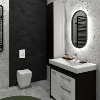 Черное зеркало с интерьерной подсветкой для ванной комнаты Арабика